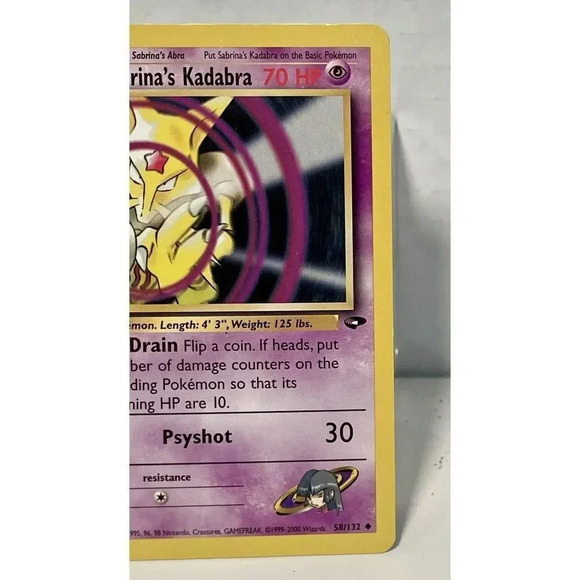 Sabrina\'s Kadabra 58/132 Gym Challenge WOTC 2000 Pokemon‎ Card NM Vintage
